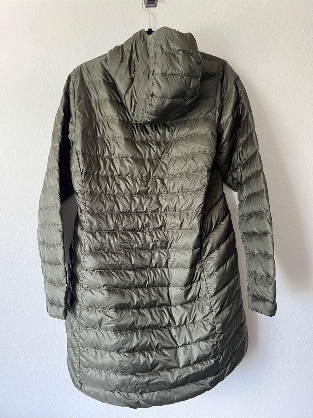 REI Women’s Olive Green Co-op Down Hooded Puffer Jacket - Picture 2 of 3